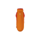 Eine leuchtend orange-rote Hundejacke mit einem Reißverschluss, die ein Logo eines Hundes und den Markennamen "RUFFWEAR" an der Seite zeigt.