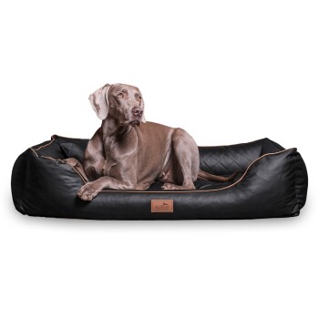 ® LOUIS - Orthopädisches Hundebett aus gestepptem Kunstleder schwarz 1,2 m, 25 cm, 85 cm