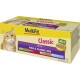 MultiFit Classic Senior Fish & Classic Mix cat food in jelly, 48 x 100g, with duck, beef, turkey, and cod flavors.