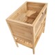 Holzhaustierkäfig mit einem Netzoberteil, mit einem geräumigen Innenraum und einem unteren Regal zur Aufbewahrung.