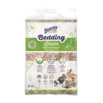 Bunny Bedding Linum, 35 Liter, natürliche Flachsbettung für kleine Tiere, mit weicher Textur, staubfrei und guter Saugfähigkeit.