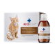 Eine Flasche Renaltan Tonicum für Katzen, ein flüssiges Nahrungsergänzungsmittel bei Niereninsuffizienz, mit einem braunen Etikett und weißem Text.