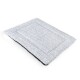 Gray pet mat with a soft, plush texture, featuring a rectangular design and a black underside.