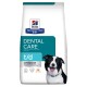Hill's Prescription Diet Dental Care t/d Hundefutterbeutel mit einem schwarz-weißen Hund mit blauem Halsband, beschriftet mit "Vom Tierarzt empfohlen."