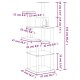 Diagramm eines Katzenbaums mit in Zentimetern und Zoll beschrifteten Abmessungen, mit mehreren Plattformen, einem gemütlichen Versteck und einem hohen Platz.