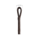 Nahaufnahme einer braunen Haustierleine mit einem geschlungenen Griff, die etwa 8 mm breit ist.