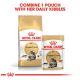 Royal Canin Maine Coon cat food packaging with dry kibbles bag and wet food pouch, stating: "Combine 1 pouch with daily kibbles."