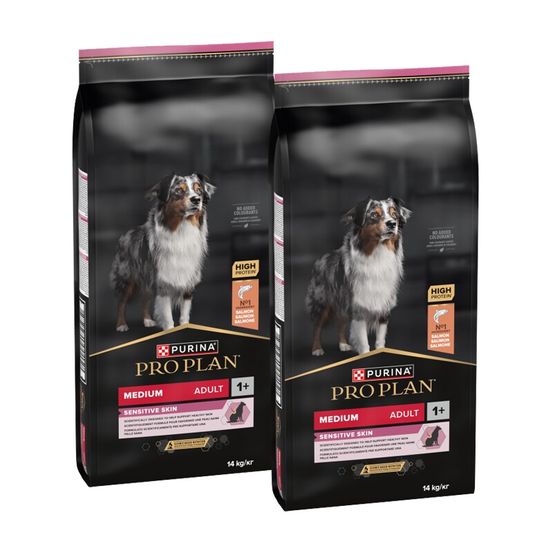 PRO PLAN Volwassene Middelmatige Gevoelige Huid 2x14 kg