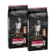 Zwei Beutel Purina Pro Plan Hundefutter für mittelgroße erwachsene Hunde, mit der Aufschrift "Hoher Proteingehalt" und "Keine Farbstoffe", mit einem Hundebild.