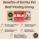 Earthz Pet Beef Vitality Gravy Verpackung für mittelgroße und große Hunde, mit Vorteilen wie NZ Green-Lipped Muschel und Hoki Fischöl.