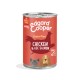 Red Edgard Cooper dog food can — Grain-Free Chicken & ASC Salmon 400g, "For Adult Dogs", illustrated dog faces
