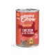 Red Edgard Cooper dog food can — Grain-Free Chicken & ASC Salmon 400g, "For Adult Dogs", illustrated dog faces