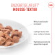 Haustiermousse auf einem weißen Teller; Überschrift 'EINZIGARTIGE AIRLIFT™ MOUSSE-TEXTUR'; Hinweise auf Deutsch: weich, luftig, feuchtigkeitsspendend