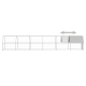 Illustration eines modularen Haustierschutzraums mit mehreren Fächern und einem schrägen Dach, entworfen für den Außenbereich.