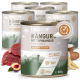 REAVET+ Dosenfutter mit Aufschrift 'KÄNGURU MIT TOPINAMBUR', 800 g, 'VOLLWERTIGE FÜTTERUNG'; rohes Kängurufleisch, Pflaume und Topinambur