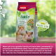 PANTO Hamsterfutterbeutel mit zwei Hamstern auf der Vorderseite, mit Text, der seine vielfältige Mischung, Vitamine und Vorteile für die Gesundheit von Haustieren hervorhebt.