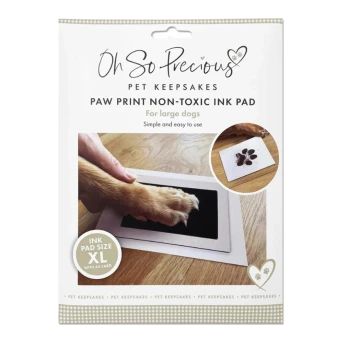 'Oh So Precious' Paw Print Non-Toxic Ink Pad for large dogs — dog paw on XL ink pad with printed paw card.