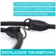 Nahaufnahme einer strapazierfähigen Hundeleine mit hochwertigen Lederelementen und stabilen Ringen, mit Text, der die erstklassige Handwerkskunst hervorhebt.