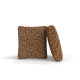 Zwei quadratische braune, strukturierte Trockenfutterstücke (Pellets), eines aufrecht und eines flach auf braunem Hintergrund.