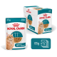 Pochette et boîte de nourriture Royal Canin 11+ pour chats seniors, 85 g de morceaux en sauce pour chats de plus de 11 ans, pack de 12.