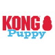 Logo KONG Puppy: pogrubiony czerwony napis 'KONG' z czerwoną sylwetką zabawki KONG i niebieskim napisem 'Puppy'.