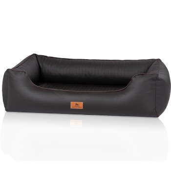 orthopädisches Hundebett aus Kunstleder Lovelock schwarz M-L