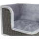 Graues Haustierbett mit einem weichen, plüschigen Innenraum und einer strukturierten Außenseite, entworfen für Komfort und Stil.