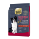 Sac de croquettes Select Gold pour chien avec un chien noir et blanc, étiqueté "ADULTE MOYEN" pour les chiens de 11 à 25 kg, avec du bœuf comme ingrédient principal.