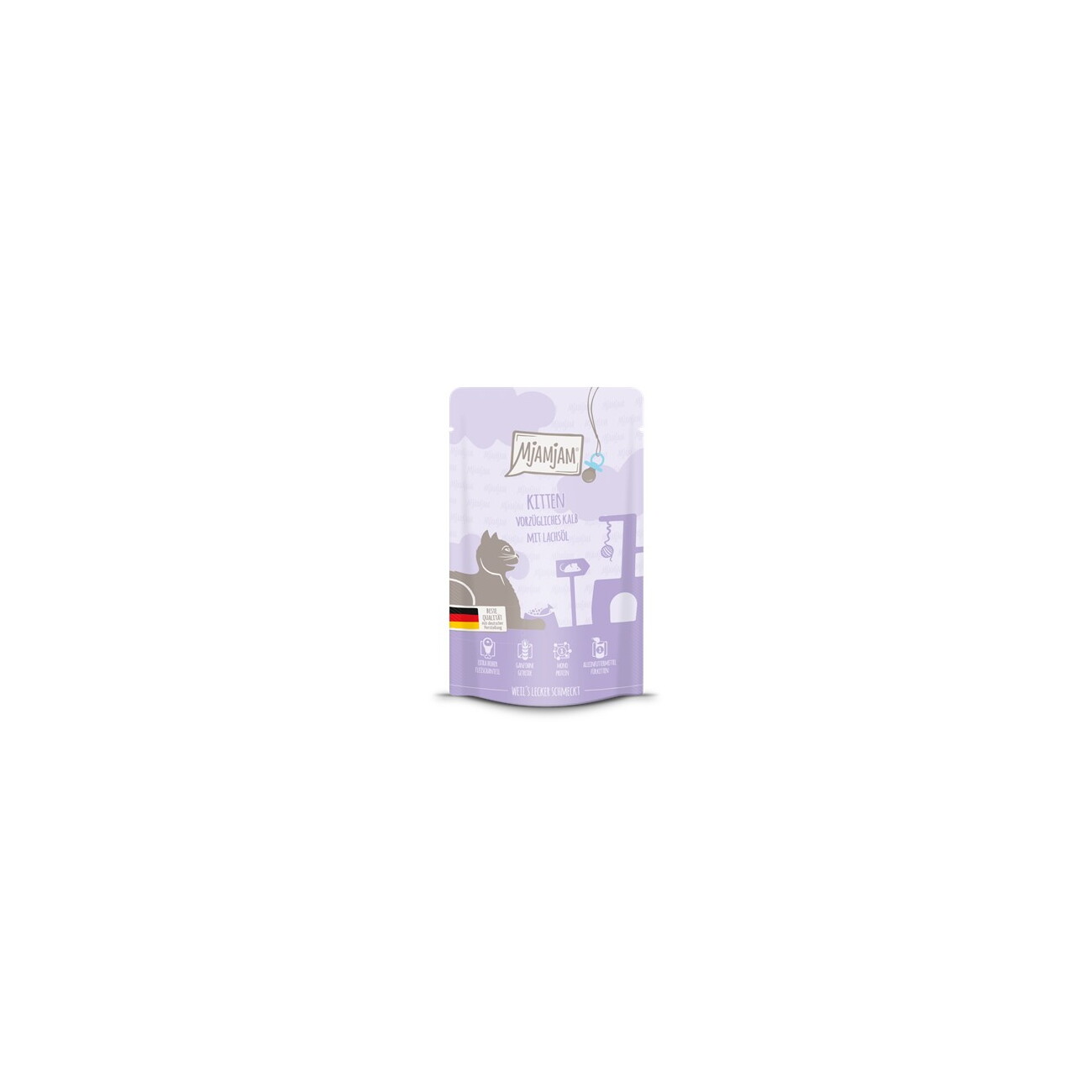 MjAMjAM Nassfutter Katze Kitten, Quetschie, Kalb mit Lachsöl 12x125 g