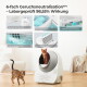 Weißer CAT-LINK automatischer Katzenklo-Roboter mit zwei Katzen; deutscher Text: '6-fach Geruchsneutralisation - 98,55% Wirkung'.