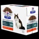 Hill's Prescription Diet w/d Multi-Benefit Katzenfutterbox mit einer Katze, 12 Beutel zarter Stücke in Soße mit Huhn.