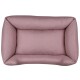 Ein plüschiges, rechteckiges Haustierbett aus weichem pinkfarbenem Stoff, mit hohen, gepolsterten Seiten für Komfort.