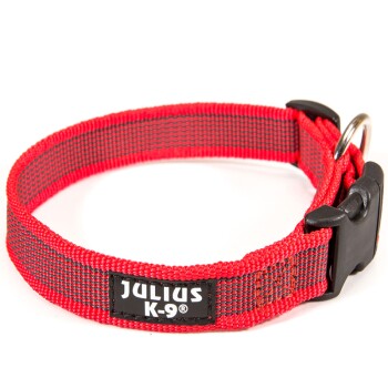 Julius K9 Halsband 25mm x 39-65cm rot/ grau