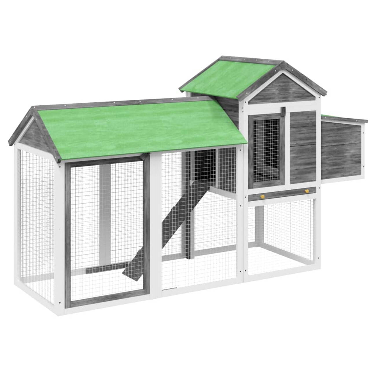 Vidaxl Grau Chicken Coop Grey 193X65x117 Cm Solid Wood Pine - Bild 3