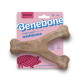 A chew toy shaped like a bone, labeled "PUPPY," designed for young dogs, featuring a light brown color and textured surface.