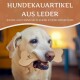 Hunde-Kauartikel aus Leder, sicher auch wenn sie in kleine Stücke zerbrechen, präsentiert mit einem Hund in einer gemütlichen Innenumgebung.