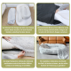 Anleitung zur Verwendung eines Hundebettes, mit Bildern des Bettes, Kissens und der Decke, mit Text auf Deutsch über Waschen, Matratzenplatzierung und Einrichtung.