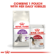 Royal Canin cat food packaging showing Regular Sensible dry food bag and 85g Instinctive wet food pouch with "COMBINE 1 POUCH WITH HER DAILY KIBBLES."