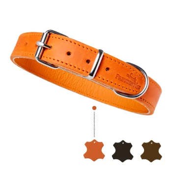 Hundehalsband aus weichem Fettleder orange 59 cm, 2,5 cm