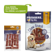 Opakowanie przysmaków dla psów wyświetla "Chew It" i "Chew Snack Bones" z jagnięciną, z wizerunkiem psa i podkreślającym nowy design oraz jakość.