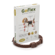 GoFlex Hüft- und Gelenkmobilitätskragen für Hunde, mit einer Beagle-Illustration, markierten Schlüsselgelenkbereichen und Zutaten wie Glucosamin.