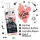 Flasche mit Bugalugs Luxury 2-in-1 Katzen-Shampoo + Conditioner mit Papaya und Kokosnuss, mit einer Cartoon-Katze, vegan, pH-ausgeglichen.