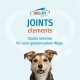Dog FIT Anzeige: JOINTS Elements mit deutscher Zeile 'Starke Gelenke...'; braune Hundeohren und Brust sichtbar