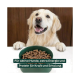 Lächelnder Golden Retriever hinter einer Schüssel Trockenfutter; sichtbarer deutscher Text: 'Für aktive Hunde, extra Energie'