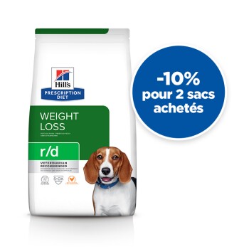 Hill's Prescription Diet r/d Croquettes chien Weight Reduction 2x10 kg ...