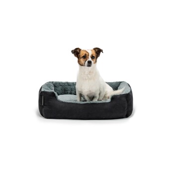 Hundebett mit Wendekissen grau/ schwarz M