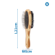 Eine mittelgroße Haustierpflegebürste mit einem Bambusgriff, 21 cm lang und 6 cm breit, mit Metall- und Nylonborsten.