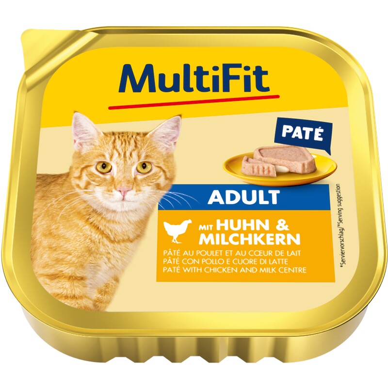 MultiFit natvoer kat volwassen, paté met kip en melkkern 16x100 g