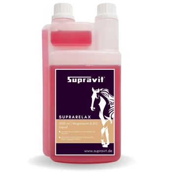 Flasche Supravit SupraRelax Flüssigpräparat für Pferde mit Magnesium und B12, 1000 ml.