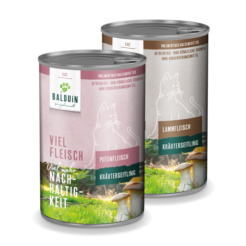 BALDUiN Katze Mix- Paket 2 Pute & Lamm 12x400g